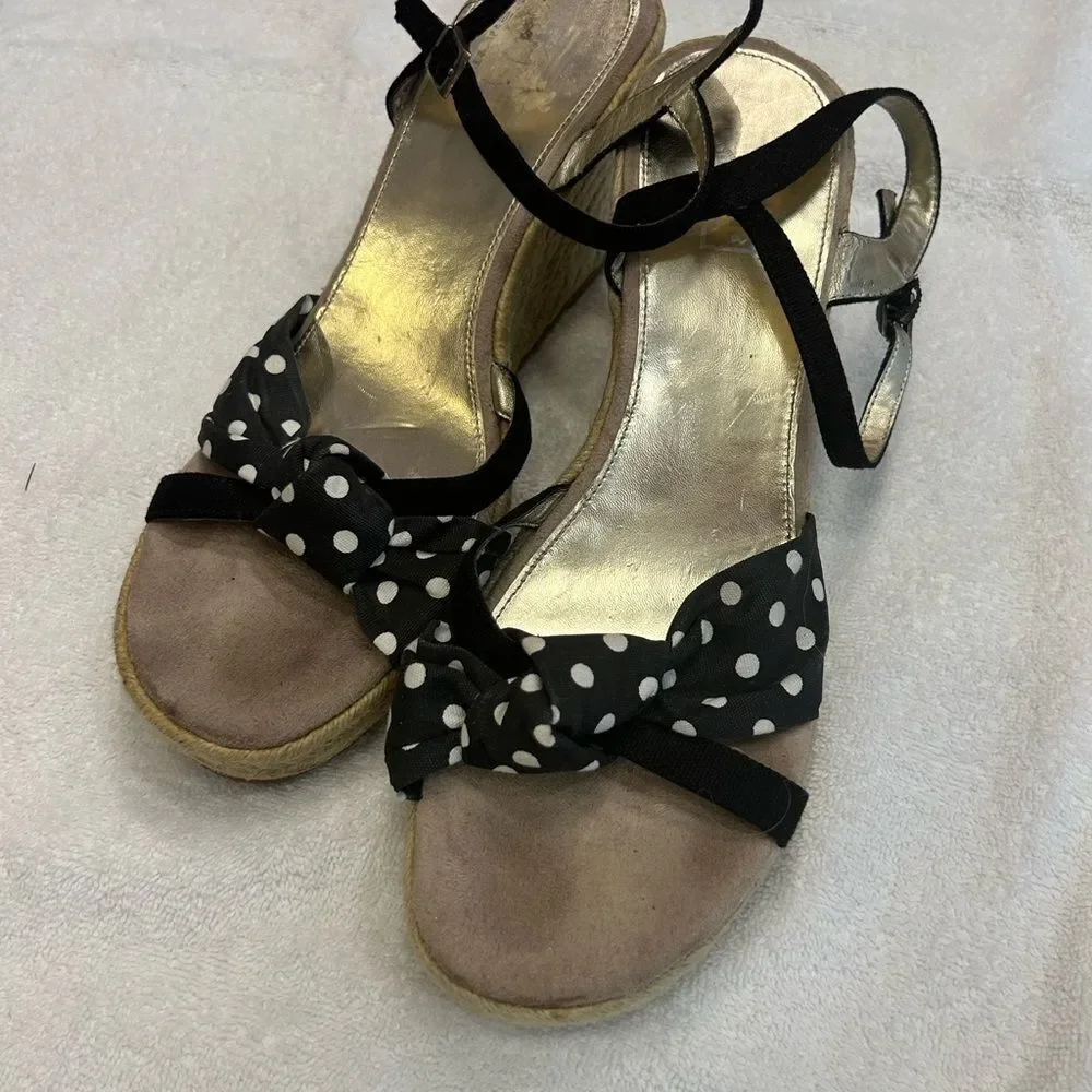 Arizona Jean Company Black and White Espadrilles with Bow Detail